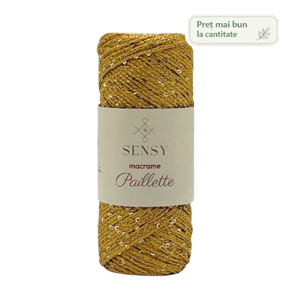 Sensy Paillette – snur macrame cu paiete 100 m, 100% Poliester, 2 mm