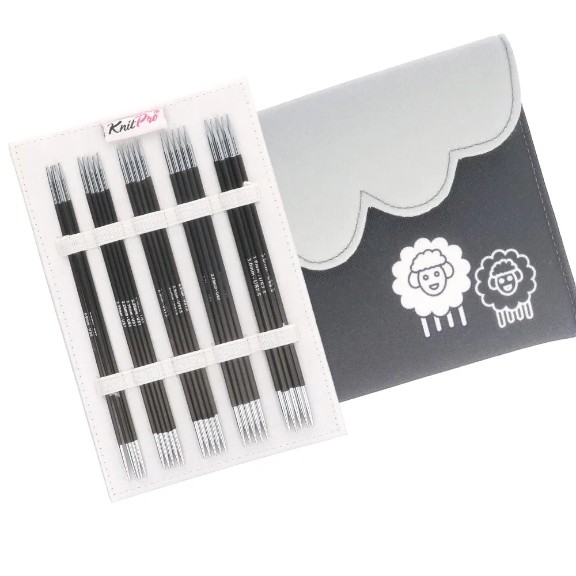 KnitPro Karbonz - Set de 9 seturi de andrele cu 2 varfuri (DPN) 15 cm, 2 - 4 mm
